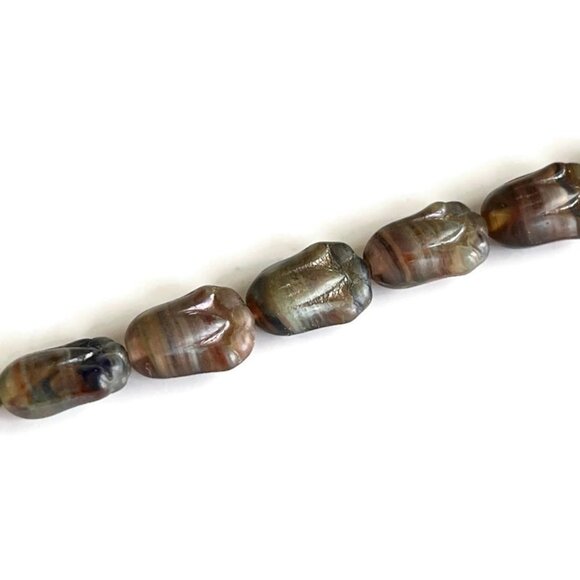As Low As $2 Copper Wash Hurricane Tulip Pressed Czech Beads 10mm x 7mm (16) - Picture 2 of 3